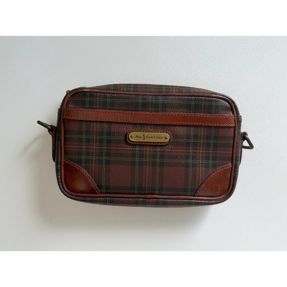 Polo Ralph Lauren Handbags - Vintage Polo Ralph Lauren Tartan Plaid Crossbody Bag Leather Trim No Strap